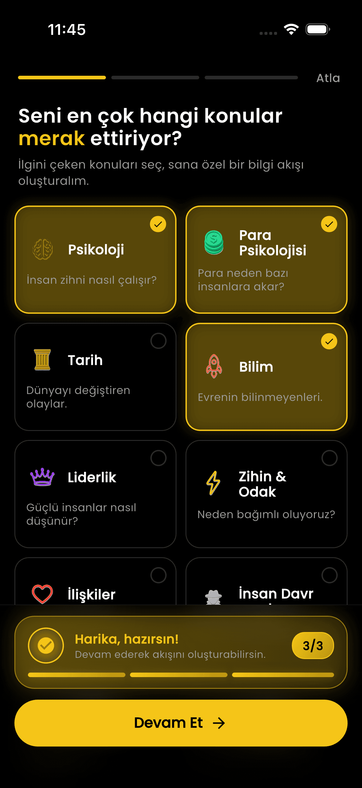 Kategori Seçimi