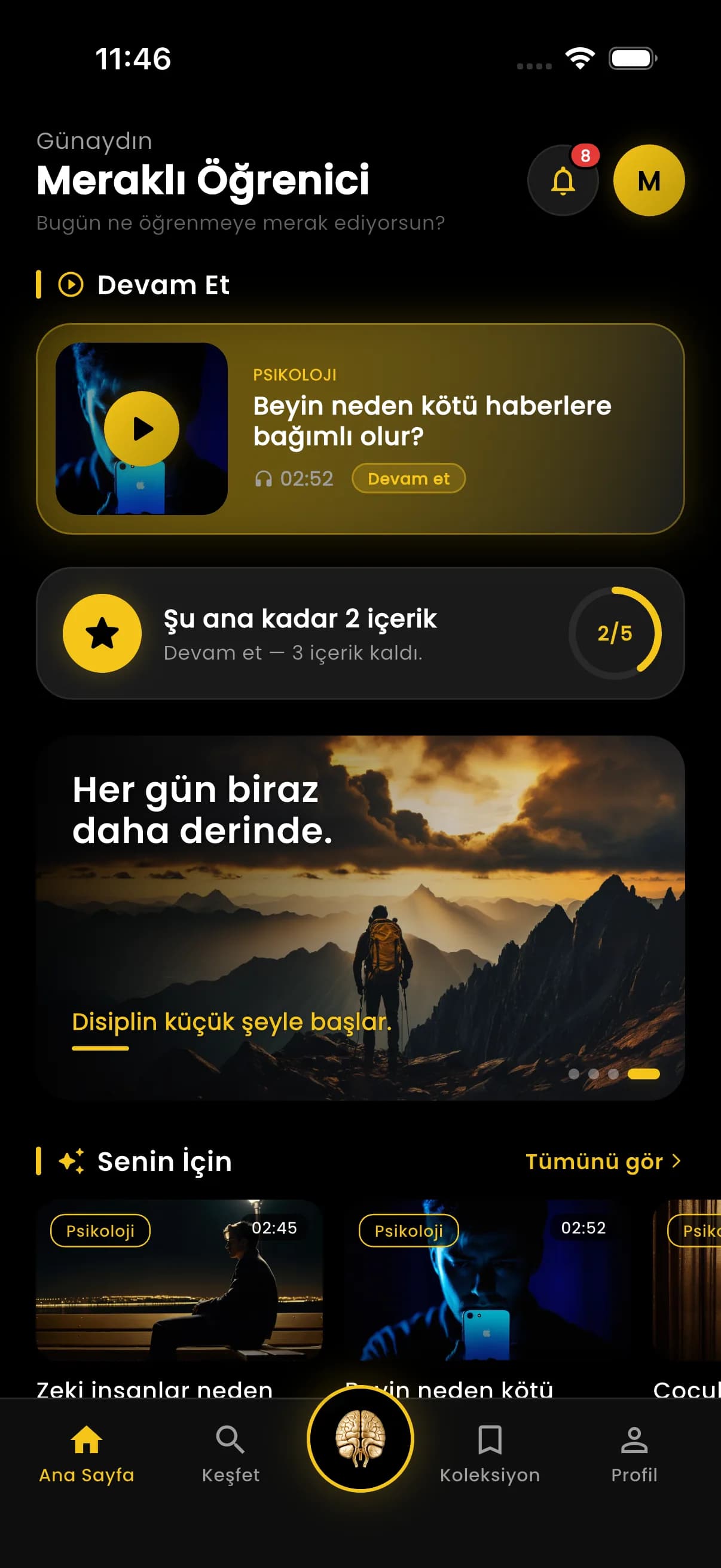 Merak uygulaması ana ekranı
